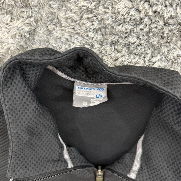 Salomon Quarter Zip Pullover Men's Large Black Motomesh Waffle Knit Long Sleeve - Picture 2 of 13